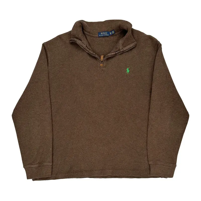 Polo By Ralph Lauren 1/4 Zip - XL Brown Cotton