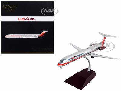 McDonnell Douglas MD-82 Commercial Aircraft USAir Silver with Red Stripes Gemini 200 Series 1/200 Diecast Model Airplane by G...