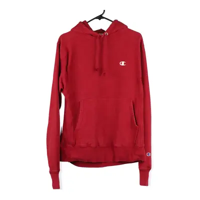 Champion Hoodie - Small Red Cotton Blend