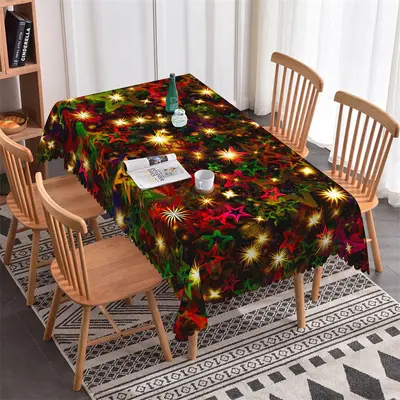 Star Light Christmas Rectangle Tablecloth for Family - Aperturee