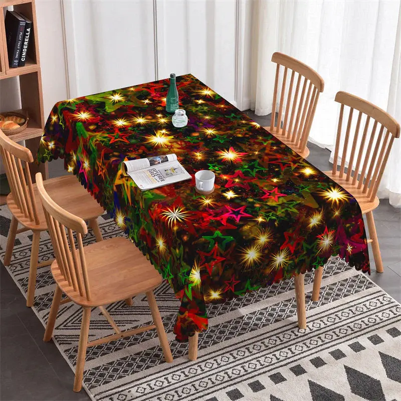 Star Light Christmas Rectangle Tablecloth for Family - Aperturee