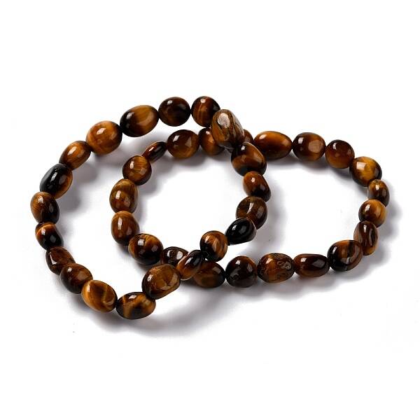 Natural Tiger Eye Beaded Stretch Bracelets