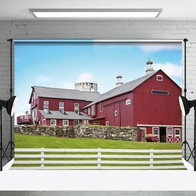 Beautiful Countryside Red Farm Barn Photo Backdrop - Aperturee