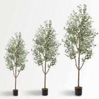Artificial Olive Tree 7Ft/6Ft/5Ft Tall Faux Silk Plant for Home Office Decor Indoor Fake Potted Tree with Natural Wood Trunk ...