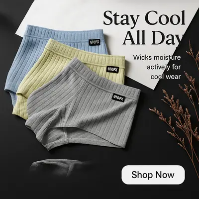 Men's Sexy Underwear Low Waist Briefs U Pouch Boxers Striped Shorts Underpants