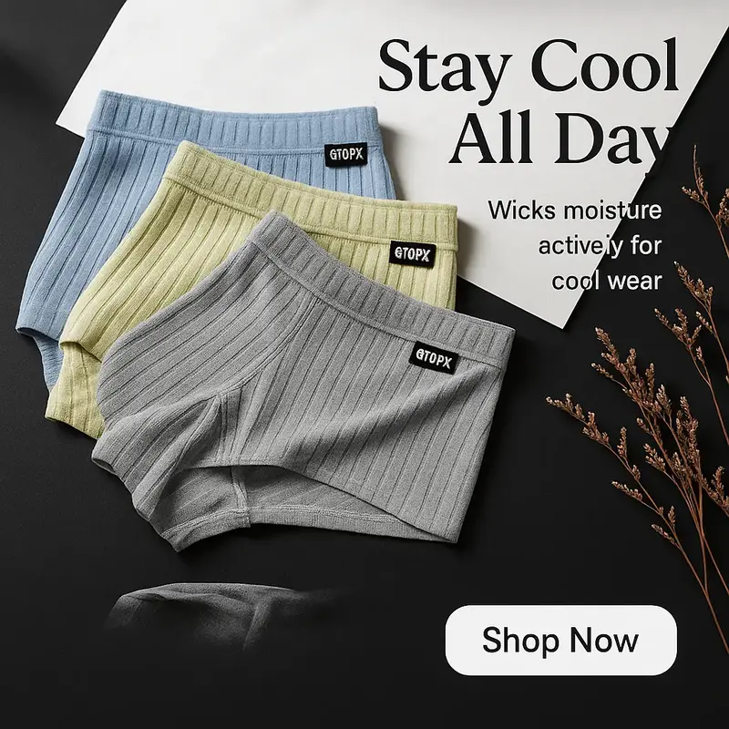 Men's Sexy Underwear Low Waist Briefs U Pouch Boxers Striped Shorts Underpants