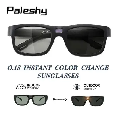 Paleshy 0.1 Seconds Photochromic Polarized Sunglasses, Square Sunglasses for Men and Women UV Protection Smart Glasses Eyewar...
