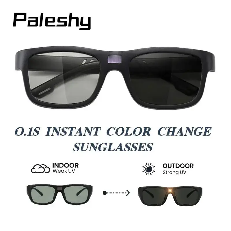 Paleshy 0.1 Seconds Photochromic Polarized Sunglasses, Square Sunglasses for Men and Women UV Protection Smart Glasses Eyewar...