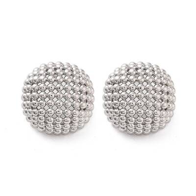 Rack Plating Half Round Brass Stud Earrings
