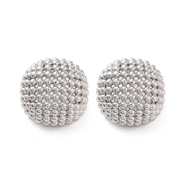 Rack Plating Half Round Brass Stud Earrings