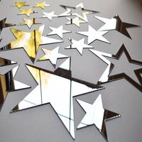 Star Shaped Acrylic Mirror Wall Decals, 19pcs/set Self-adhesive Wall Mirror, Wall Decor for Home Bedroom Living Room