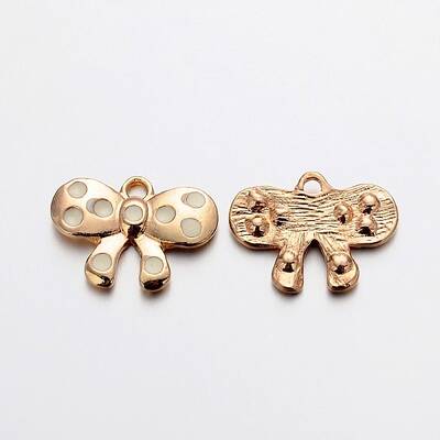 Light Gold Plated Alloy Enamel Bowknot Charms