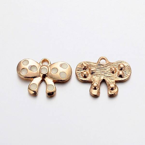 Light Gold Plated Alloy Enamel Bowknot Charms