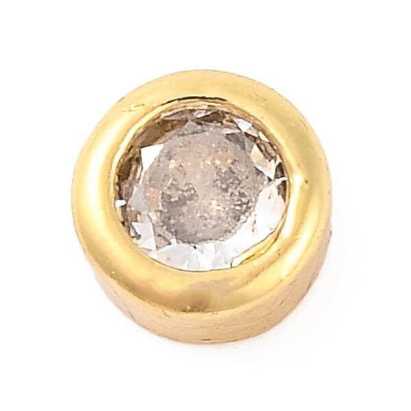 Rack Plating Flat Round Brass Micro Pave Cubic Zirconia Cabochons