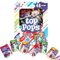 Top Pops Taffy Pops, 48-Pack – 4 Delicious Assorted Fruit Flavor Lollipops Candy Sweet Snack Bonbon Chewy Lemon Strawberry ...