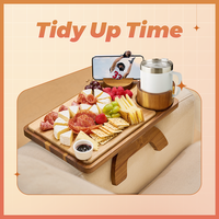 2-in-1 Sofa Arm Table Charcuterie Board Acacia Wood Tray Space-Saving for Home Office TV Snacks Gifts Anti-Slip & Scratch-Fat...