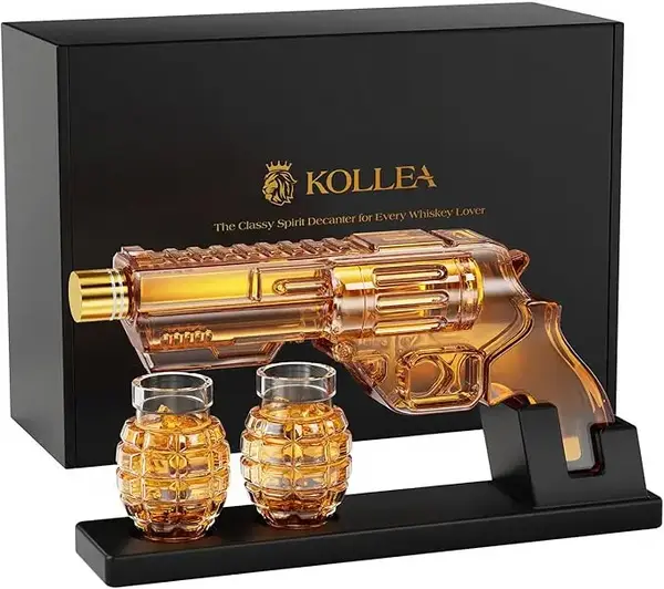 Kollea Whiskey Decanter with Grenade-Shaped Shot Glasses, Anniversary Birthday Gifts for Men, Holiday Gifts for Him, Father, ...