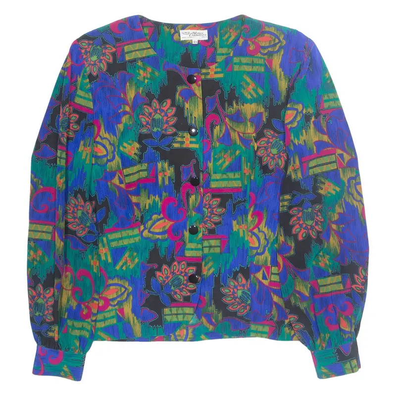 MARIE CLEMENCE Womens Printed Blouse Blue Long Sleeve Floral M