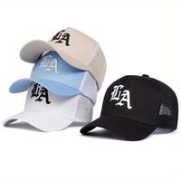 Unisex Gothic Letter LA Embroidered Baseball Cap Mesh Hat Outdoor Sport Adjustable Sunscreen Leisure Hat Spring Autumn Travel...