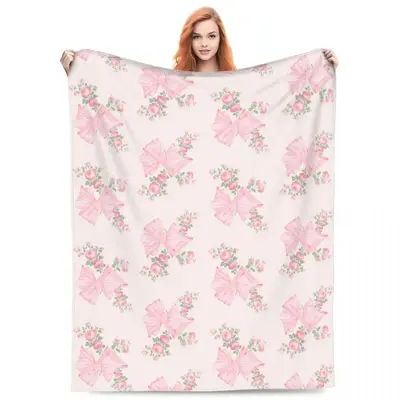 Throw Blanket Rosa Beaux Micro Pink&White Fleece Blanket Four Sizes Fashionable Portable Suitable For Sofa Nice Gift