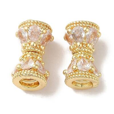 Rack Plating Brass Pave Clear Cubic Zirconia Beads