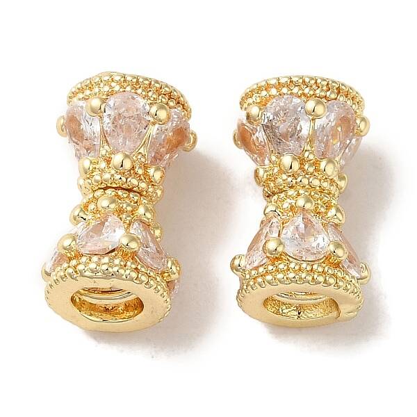 Rack Plating Brass Pave Clear Cubic Zirconia Beads