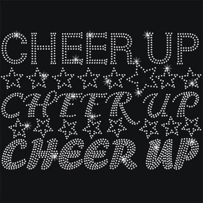 Inspiring Word Cheer Up Glass Hotfix Rhinestone