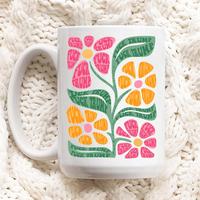 Subtle FDT Flower Ceramic Mug, Design Front and Back, Anti FDT Floral Gift Coffee Mug Democrat, FDT Progressive Liberal Flowe...