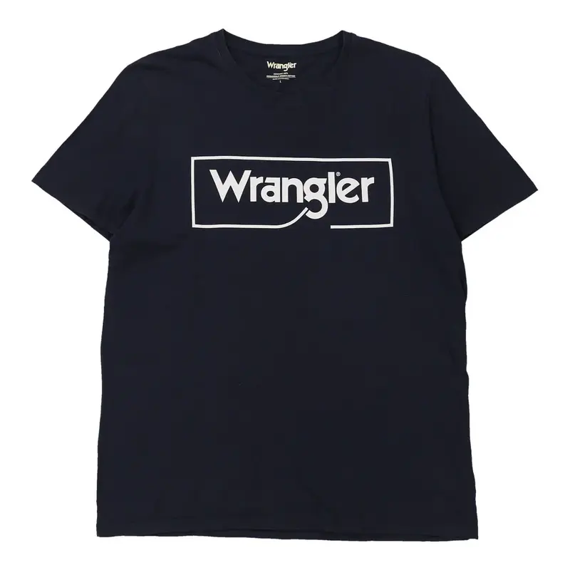 Wrangler Spellout T-Shirt - Large Navy Cotton