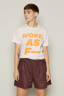 Woke As F T-Shirt (Pink) | size: XL