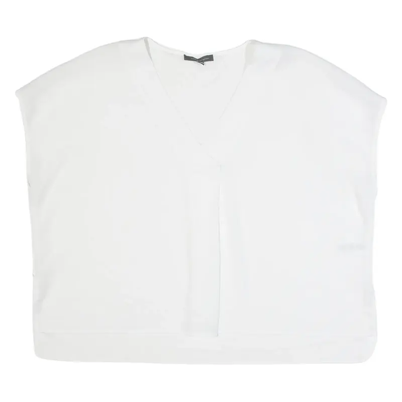 FRENCH CONNECTION Womens Oversized Top White V-Neck Sleeveless L