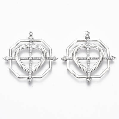 Brass Micro Pave Cubic Zirconia Pendants