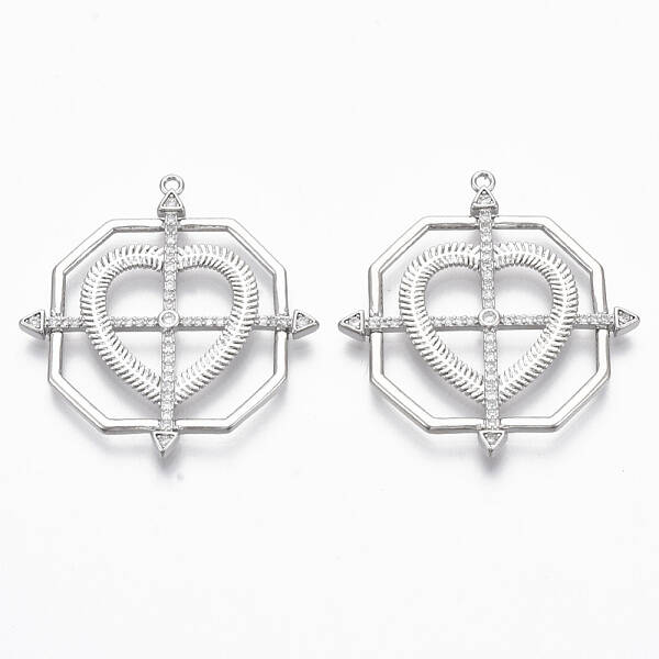 Brass Micro Pave Cubic Zirconia Pendants