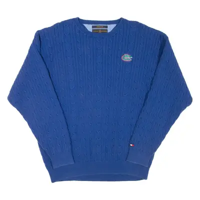 TOMMY HILFIGER GOLF Mens Jumper Blue Cable Knit L