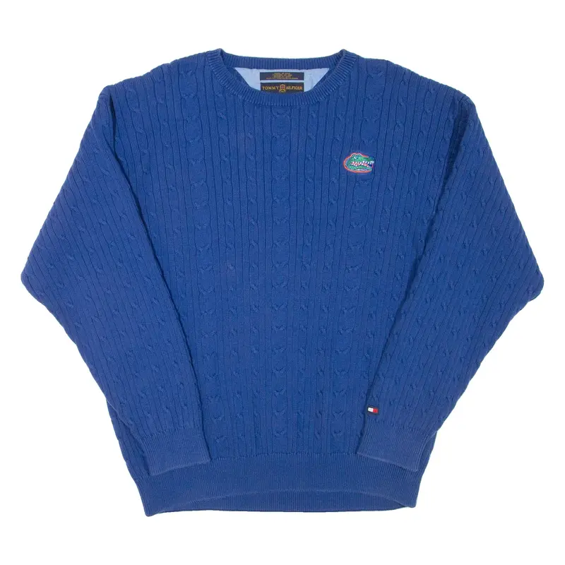 TOMMY HILFIGER GOLF Mens Jumper Blue Cable Knit L