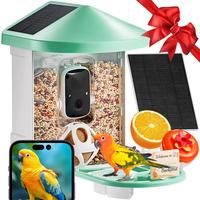 VEVOR Smart Bird Feeder Camera with 3 Solar Panels, Solar Powered Wireless Camera Bird Feeder with Live Video, AI Identify, A...