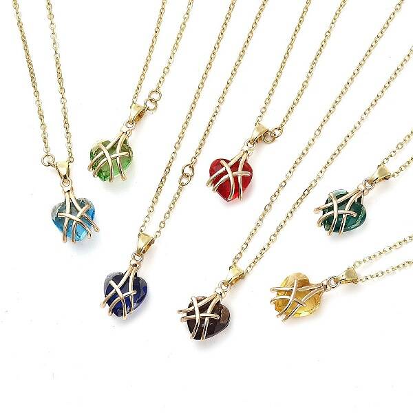 Heart Glass Pendant Necklaces