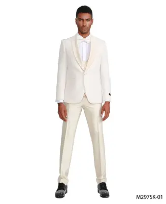 Tazio Men's 4pc Skinny Fit Suit - Tone on Tone