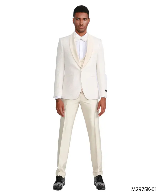Tazio Men's 4pc Skinny Fit Suit - Tone on Tone