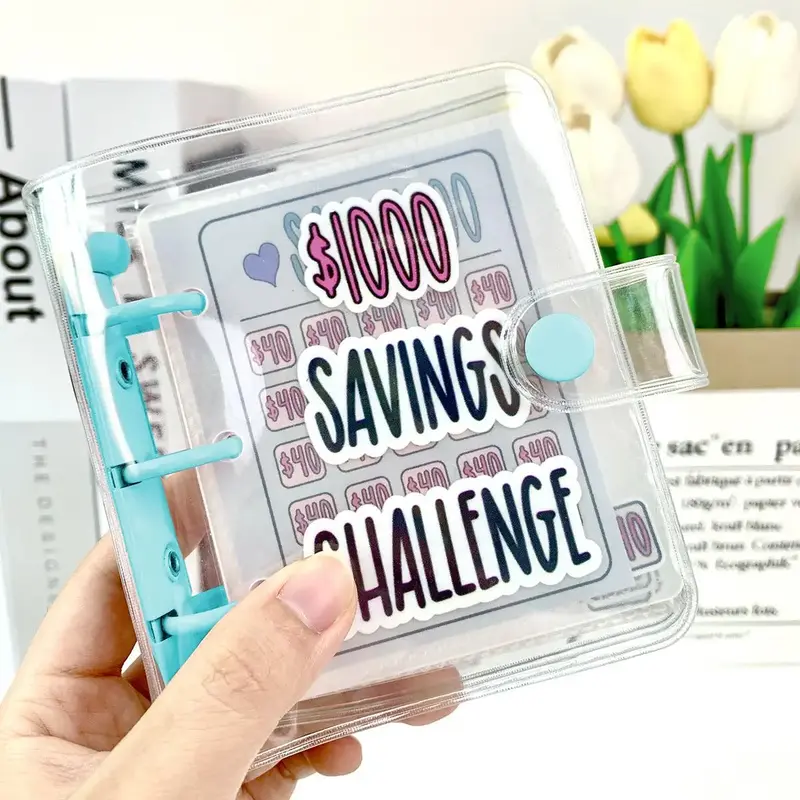 $1000 Saving Challenge Binder, Mini Portable Budget Binder, 1 Count Saving Money Budget Planner, Savings Binder Cash Storage ...