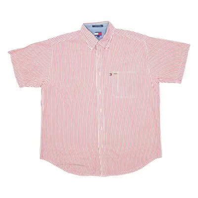 TOMMY HILFIGER Mens Shirt Red Striped L