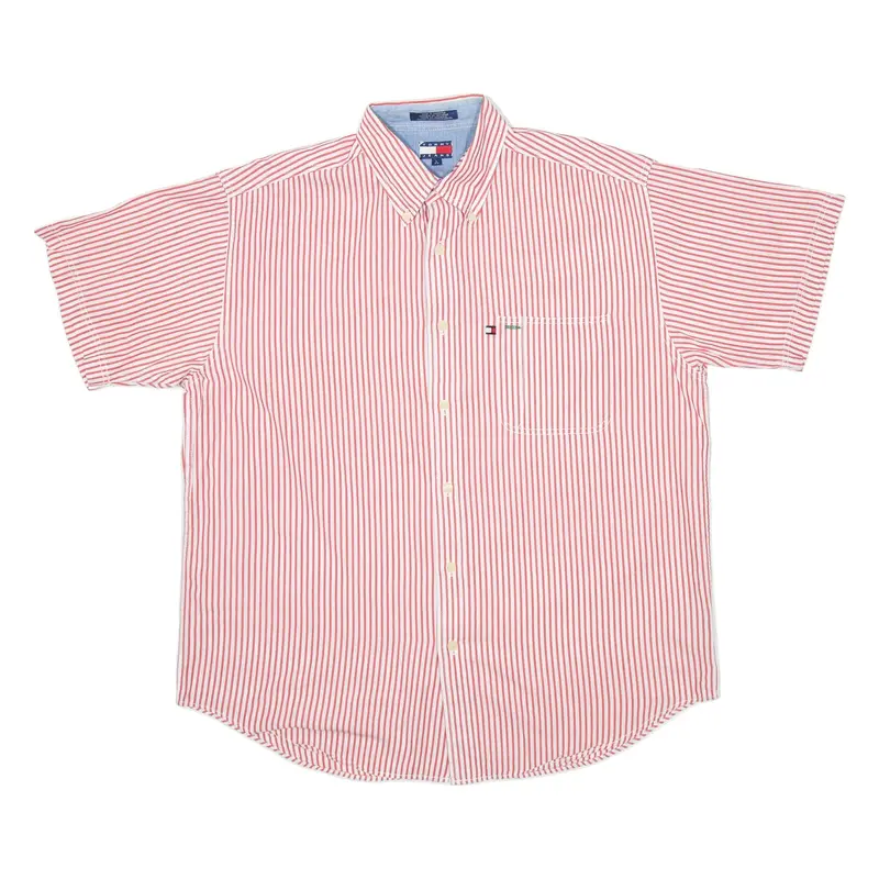 TOMMY HILFIGER Mens Shirt Red Striped L