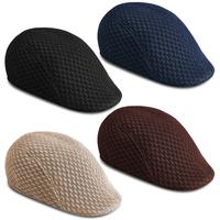 Solid Mesh Gatsby Cap Men's Ivy Hat Golf Driving Summer Sun Flat Cabbie Newsboy