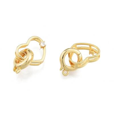 Brass Pave Clear Cubic Zirconia Fold Over Clasps