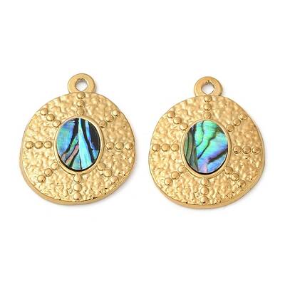 304 Stainless Steel Natural Paua Shell Pendants