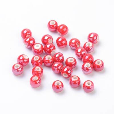 Pearlized Handmade Porcelain Round Beads