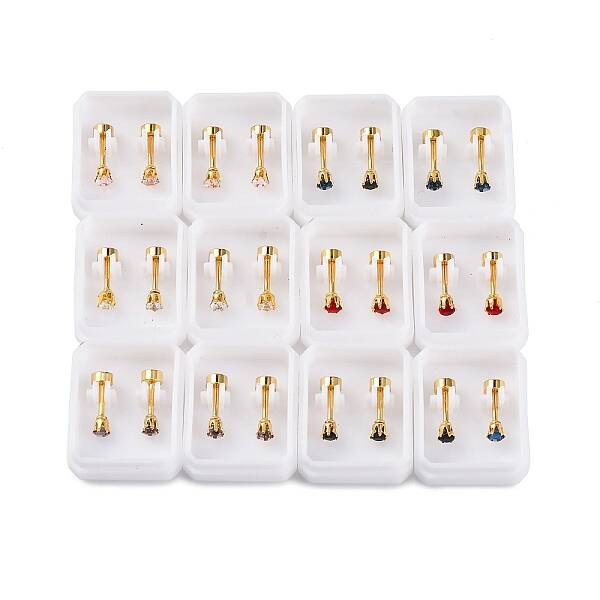 Flat Round Glass Ear Fake Plugs