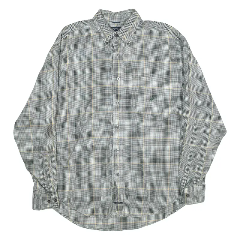 NAUTICA Traveller Twill Mens Shirt Black Check Long Sleeve L