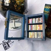 Mini Wooden Book Storage Box, 1 Count Miniature Bookshelf Design Display Case, Desk Organizer for Home Decor, Unique Gifts fo...