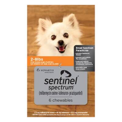 Sentinel Spectrum Chews For Dogs 2-8 Lbs (Orange) 3 Chews